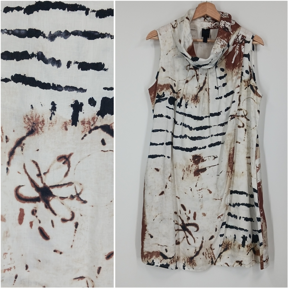 BLU9 Asymmetrical Printed Linen Dress